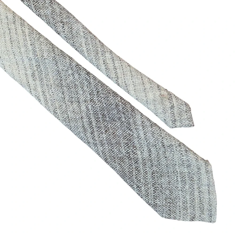 Tweedmill British Made Pure New‎ Wool Tie Brown Oatmeal Textured Tweed 61x3.25